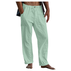 Nuovi <span class=keywords><strong>pantaloni</strong></span> Casual da uomo in <span class=keywords><strong>lino</strong></span> di cotone da uomo larghi <span class=keywords><strong>pantaloni</strong></span> larghi e traspiranti in tinta unita sport Fitness Streetwear hawaiana 5xl - Product Image 5