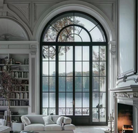 Portes et fenêtres françaises tendance avec persiennes pour chambre à coucher, escalier, résistantes au vent, cadre en alliage d'aluminium, isolation thermique et imperméable
