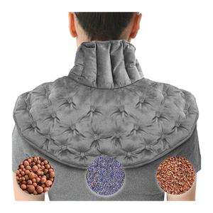Envoltura para el cuello calentada en el microondas, almohadilla térmica húmeda para el cuello y los hombros para aliviar el dolor ponderado extra grande - Product Image 1