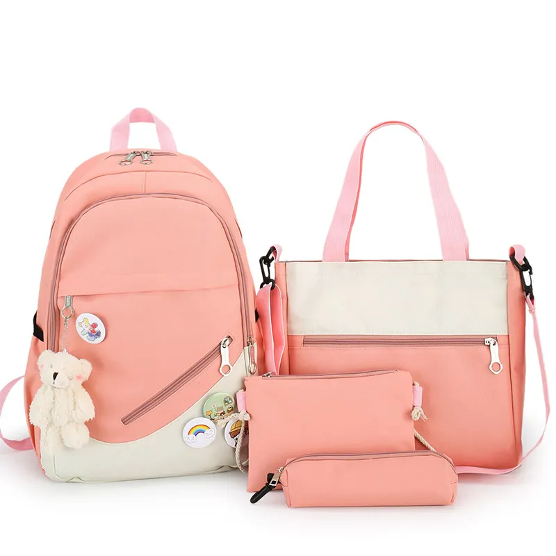 2022 High Quality Backpack Cute Backpack Set, Women Girl Daily Life Bag 4 In 1 Bagpack Fabric School Handbag/