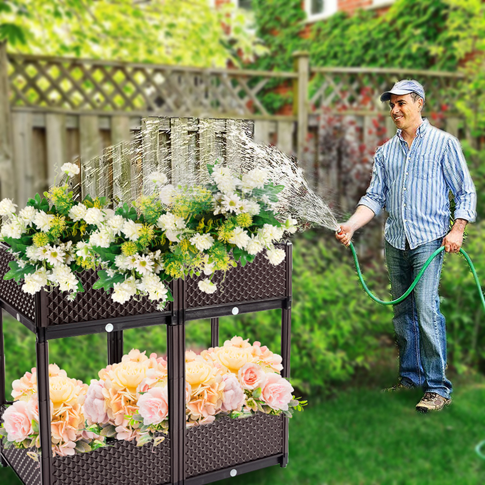 Лидер продаж, приподнятая садовая кровать, пластиковая посадочная коробка для улицы, большие складные овощи с черным растущим на заказ