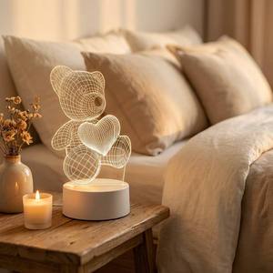 Lampe de chevet LED USB 3D <span class=keywords><strong>Illusion</strong></span> personnalisée pour enfants, lumière blanche chaude, décoration de chambre à coucher, cadeaux de Noël ronds - Product Image 3