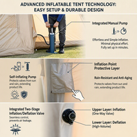 Tente familiale gonflable portable de luxe de 15,7 m avec chambres, maison gonflable imperméable pour 8 à 10 personnes, utilisation quatre saisons