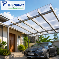 Panneau en polycarbonate alvéolaire OEM, effet diamant à motif étoilé, surface à lamelles, à clipser, pour terrasse et véranda extérieure