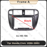 MAISIMEI Factory - Cadre d'autoradio 9 pouces noir pour Honda Civic 1996-2001 LHD avec panneau de navigation et climatisation manuelle