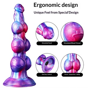 Plug anal vibrant en <span class=keywords><strong>silicone</strong></span> noué avec ventouse, Dildo perlé multi-nœuds fantaisie, Jouet sexuel pour adultes pour couples - Product Image 5