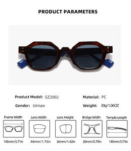 แว่นกันแดดทรงเหลี่ยมกรอบเล็กสไตล์วินเทจ แฟชั่นระดับไฮเอนด์ รับทำโลโก้ ป้องกันรังสียูวี 400 น้ำหนักเบา - Product Image 2