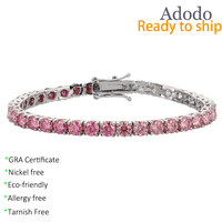 Bracelet tennis minimaliste en argent sterling 925 avec moissanite VVS1 dégradé violet rose blanc de 3 mm, bijoux à effet chromatique