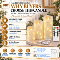 Bougies LED sans flamme à piles avec supports transparents, effet de flamme vacillante réaliste pour Halloween, remise de diplôme, Noël, mariage