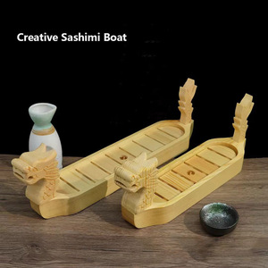 Bandeja Tradicional Japonesa de Madera para Servir <span class=keywords><strong>Sushi</strong></span> y Sashimi - Plato Grande de Madera de Pino con Diseño de Barco Dragón para Restaurantes, Venta al por Mayor - Product Image 4