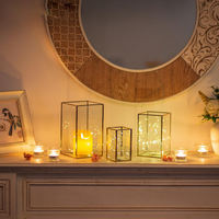 Nouveau porte-bougie carré en métal noir et verre, décoration d'intérieur pour terrarium de plantes succulentes ou rangement d'ornements