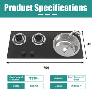 Cuisinière à gaz RV JDA à 2 brûleurs et évier intégré avec plaque de cuisson en verre trempé, cuisine RV tout-en-un avec accessoires gratuits - Product Image 2