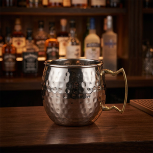 Classic Stainless Steel Moscow Mule Mug <b>Copper</b> Finish Look Hammered Pattern 6-12 Hours Thermal Insulation Eco-Friendly Gift <b>Cup</b> - Product Image 2