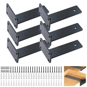 Heavy Duty Black Closet <strong>Rod</strong> <strong>Brackets</strong> Holder 10/12/14 Inch <strong>Shelf</strong> Support Hooks Wall Mounted <strong>Shelf</strong> and <strong>Rod</strong> with Screws <strong>Brackets</strong> - Product Image 4