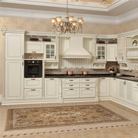 Armoires de cuisine DAIYA en trois parties avec porte pleine, armoires de rangement hautes en placage de bois
