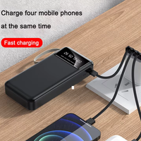 Batterie externe 10000mAh 20000mAh avec 4 câbles intégrés, support de téléphone, chargeur portable, charge rapide, Powerbank mince