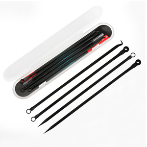 Black Stainless Steel Acne Needle 4 Piece Set For Face Blackhead Removal Beauty Tool - Product Image 1