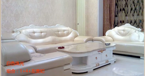 Luxury Solid Wood <b>Living</b> <b>Room</b> Furniture Woodcarved Beige Leather U Shape <b>Sofa</b> Set <b>Living</b> <b>Room</b> Three seater <b>Sofa</b> - Product Image 6