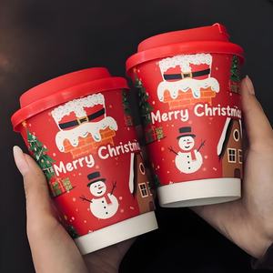 Custom Logo Printed <strong>Christmas</strong> Thermal Portable <strong>Paper</strong> Cafe <strong>Cup</strong> Set 8oz 10oz 12oz 16oz Disposable Hot Double Wall Craft Tequila - Product Image 1