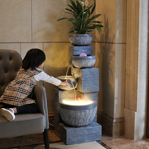 <span class=keywords><strong>Fontaine</strong></span> <span class=keywords><strong>d</strong></span>'eau <span class=keywords><strong>d</strong></span>écorative pour l'<span class=keywords><strong>intérieur</strong></span> et l'extérieur, cascade créative en résine illuminée avec lumière LED, bassin à poissons - Product Image 2