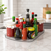 Boîte de rangement rotative à double niveau en plastique pour réfrigérateur avec plateau antidérapant à 360 degrés, support mural pour épices de cuisine