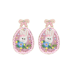 Pendientes de Conejito de Pascua Hechos a Mano con Cuentas de Semillas Variadas, Estilo Vintage, de Acero Inoxidable, con Clip de Mercurio, Joyería de Pascua - Product Image 3