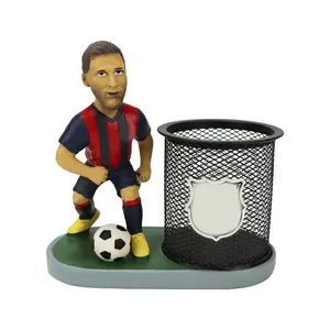 custom pen holder resin football player figurine home decor storage kids gift resin craft football player statue ornament