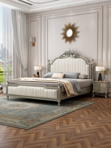 Traditional Queen Size Soft <b>Bed</b> With Storage Drawer Tufted Upholstered Headboard Beige Color Wooden Frame <b>Pine</b> Wood - Product Image 6