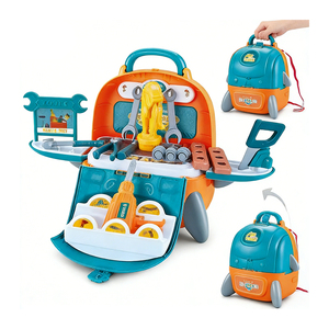 ชุดของเล่นบทบาทสมมติช่างก่อสร้าง พร้อมสว่าน โต๊ะทำงานไม้ กล่องเครื่องมือ ของเล่นเสริมสร้างทักษะการเรียนรู้และความคิดสร้างสรรค์ - Product Image 1