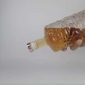 Botella de vidrio cilíndrica de 500ml con patrón de diamante lleno para licor de Vodka gin Ron <span class=keywords><strong>tequila</strong></span> whisky brandy espíritus - Product Image 6