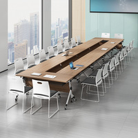 Table de conférence pliante Shengli en bambou, 6 places, pieds métalliques, design simple et moderne, combinable, mobile, pour la formation et l'éducation