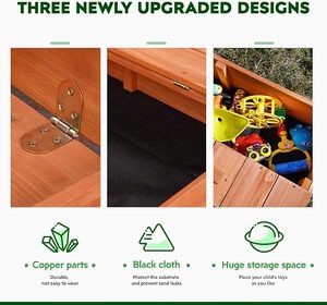 Caja de Arena de Madera para Niños con Dos Asientos y Toldo, Cubierta Plegable para Caja de Arena, para Todas las Estaciones - Product Image 4