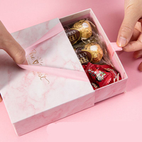 Beliebte Größen Pink Marbling Drawer Box Typ für Schokoladen verpackung Drei-Größen-Geschenk box