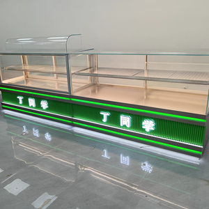 Vitrines à pâtisserie, <span class=keywords><strong>vitrine</strong></span> réfrigérée <span class=keywords><strong>d</strong></span>'<span class=keywords><strong>angle</strong></span> <span class=keywords><strong>en</strong></span> <span class=keywords><strong>verre</strong></span> neutre, éclairage LED, écologique, durable, dimensions personnalisables - Product Image 5