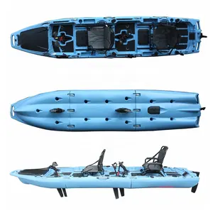 Vicking 14ft 2 Person Factory Customized Modular Kayak Fishing Canoe Rowing Boat Detachable Pedal Kayak With 360 Swivel Seat