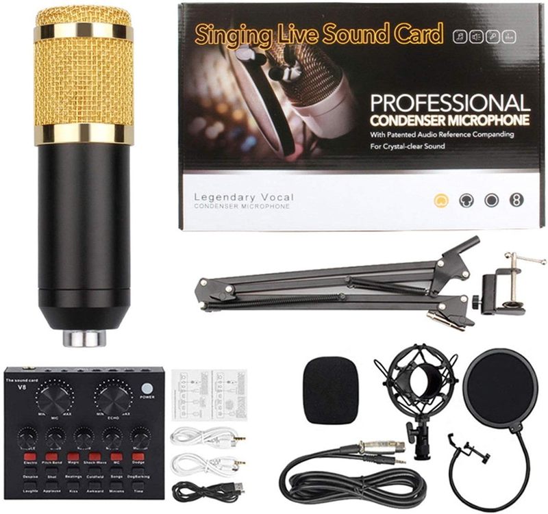 Condenser Microphone Sound Card Set Sound