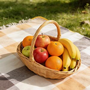 Cestas de mimbre ovaladas para flores, frutas, regalos para bebés, cestas de regalo tejidas con asa - Product Image 4