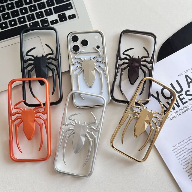 Shockproof Electroplated Phone Case Spider Pattern Matte TPU HEAT Dissipation Cover for IPHONE 13 to 17 Series