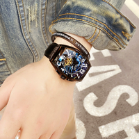 Sewor077 hombres clásicos de cuero de lujo transparente luminoso personalizado caso moda hombres cuadrado reloj mecánico automático para hombres