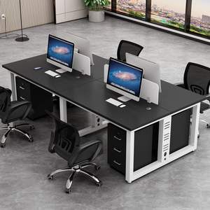 Poste de travail de bureau modulaire rectangulaire pour 2, 4 ou 6 personnes, pour salle d'étude et espace commercial - Product Image 2