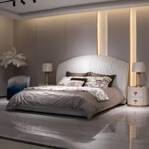 Hot Selling Metal Headboard Modern Grey Soft mais recente design cama Quarto Móveis Couro Cama