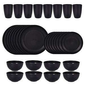 Juego de Platos de Cerámica de Lujo de 16 Piezas, Vajilla Desechable Moderna, Kit de Tazas de Paja de Trigo Sostenible para Cenas Diarias - Product Image 2