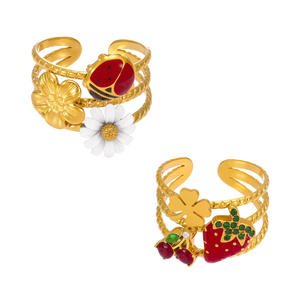 <span class=keywords><strong>Vintage</strong></span> évider large bande marguerite <span class=keywords><strong>coccinelle</strong></span> anneau Zircon huile goutte à goutte bijoux pour les femmes - Product Image 1