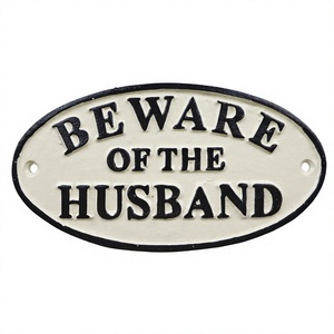 Oval Shape Custom Plaque Decorative Customized <b>Wall</b> Plates Metal General Sign Beware Of The Husband Plaque Easy Mounted - Product Image 1