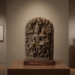 Sculpture de temple indien représentant le dieu Shiva bénissant Ravana - Product Image 3