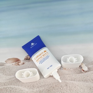 Impresión personalizada al por mayor de logotipos de marca para protector solar con colágeno SPF50, crema facial protectora en tubo súper ovalado con tapa de rosca, tubo de plástico. - Product Image 5
