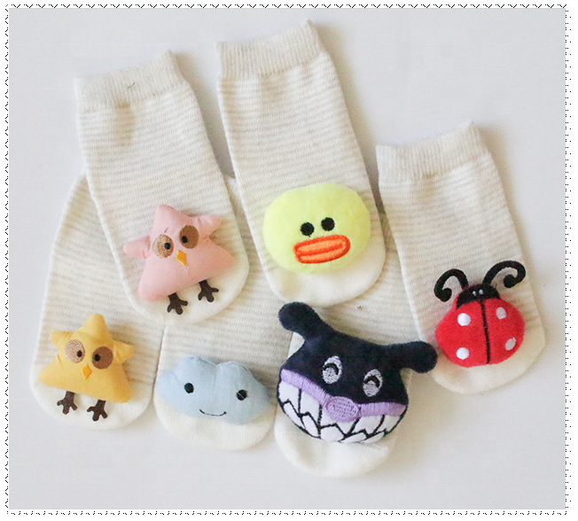 Automne et hiver 3d chaussettes 0-1year vieux dessin animé poupée tête collectrice nouveau-né enfants bébé chaussettes coton