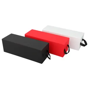 Wholesale Custom Gift Box Black White Luxury Cardboard Flat Pack Rigid Paper Wine Box Magnetic Gift Box With Ribbon
