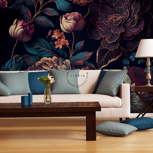 Floral Dark <strong>Wall</strong> <strong>Paper</strong> 3d Home Decoration Mural Wallpaper for Living Room Luxury - Product Image 5