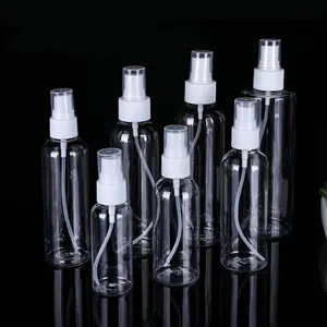 Wholesale empty 1oz 10ml 30ml 50ml 60ml 100ml 120ml round shape packaging fine mist PET plastic tubular facial spray bottle